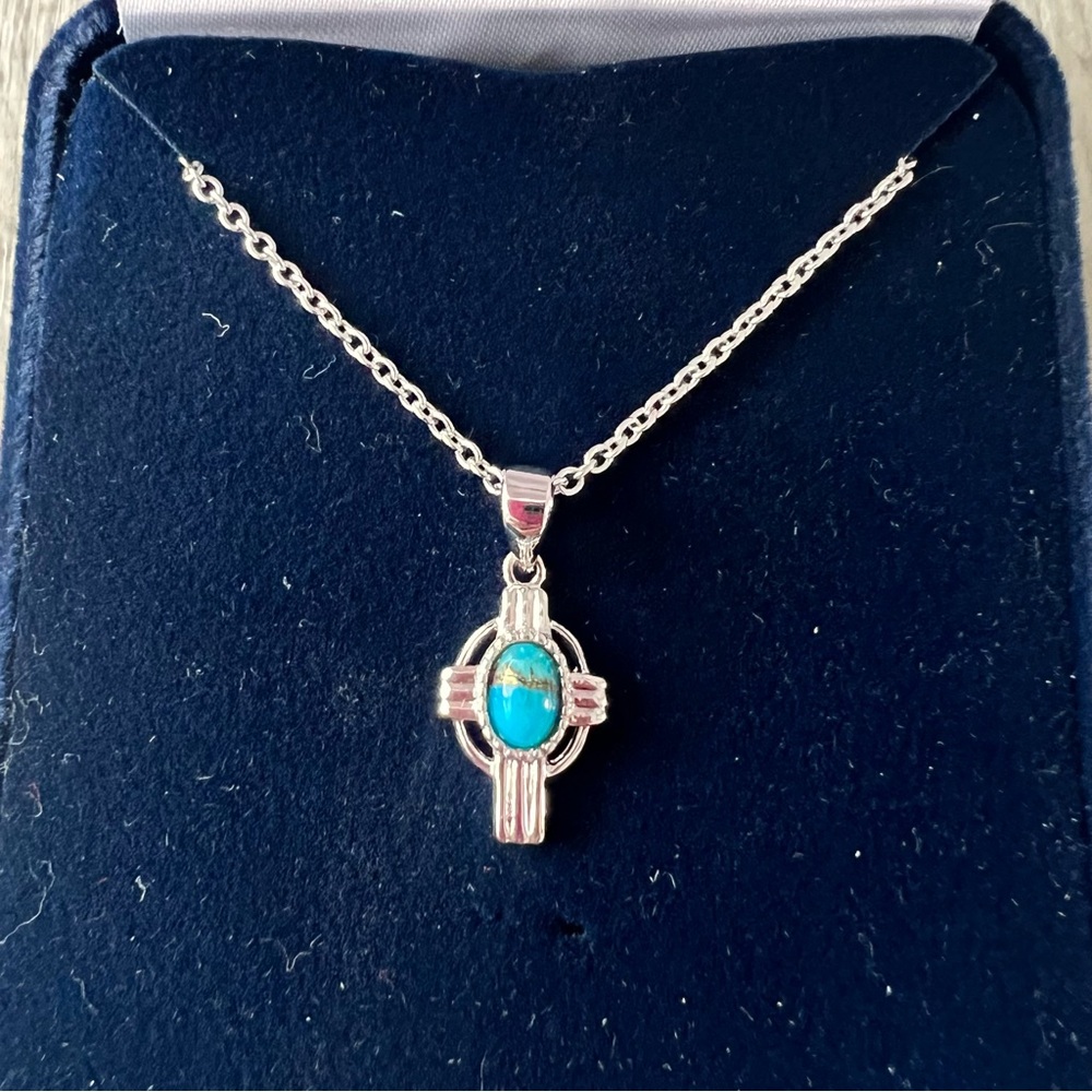 Montana Silversmiths Turquoise Cross Pendant Necklace